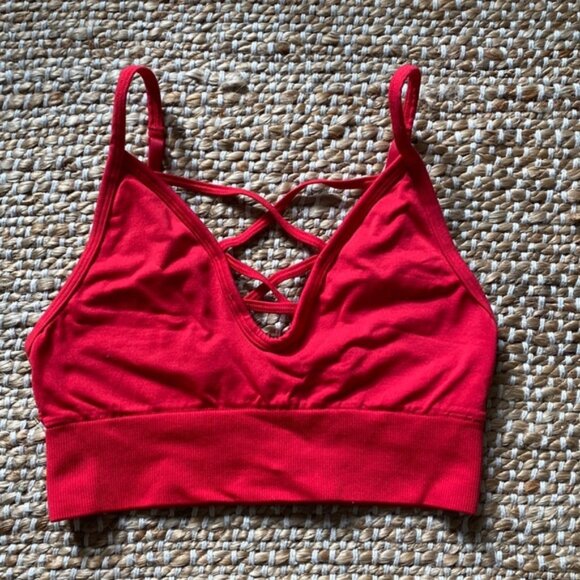 VS PINK Red Seamless Sports Bra - Picture 1 of 3